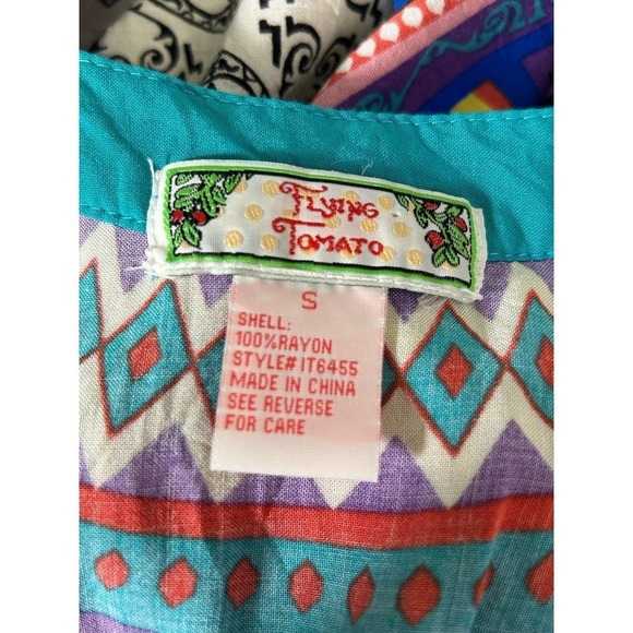 Flying Tomato Aztec‎ Print Hankerchief Flowy Tank Top S - Picture 7 of 8